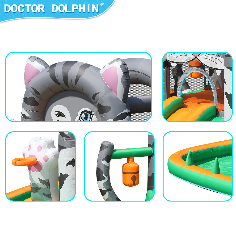 Doctor Dolphin | Castillo inflable infantil interior y exterior para niños pequeña cama de salto inflable para niños gatito cama de salto para niños Castillo
