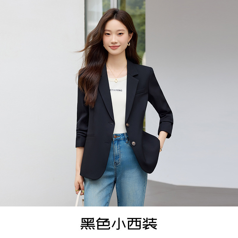 紫色休闲西装外套女2025新款春秋高级感气质职场通勤短款西服上衣|undefined
