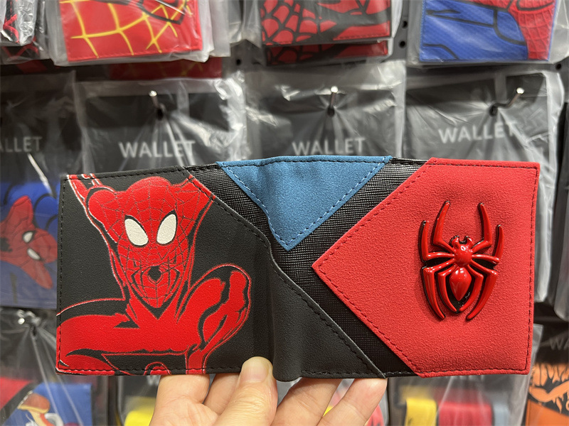 Cartoon Spider-Man niños estudiantes billetera corta para niños PU piel bolso de cambio bolso de mano bolso de tarjetas vengadores