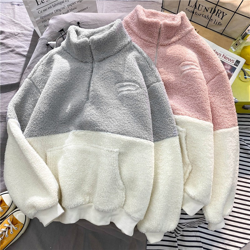 Fleece-Lined Thickened Lamb Wool Sweatshirt for Women, Stand Collar, Zip-Up Pullover, Loose Top for Autumn and Winter 2025, Plus-Size Jacket for Chubby Women Fleece-Lined Thickened Lamb Wool Sweatshirt for Women, Stand Collar, Zip-Up Pullover, Loose Top for Autumn and Winter 2025, Plus-Size Jacket for Chubby Women