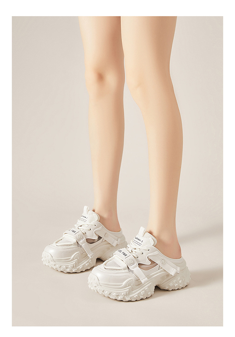 Giày sneaker nữ đế dày chunky mũi tròn hở gót lưới thoáng khí — 4625101233 cây lau nhà nửa trắng, 4625101233 Nửa kéo màu tím, 4625101233 màu tím, 4625101233m bạc chi tiết 4