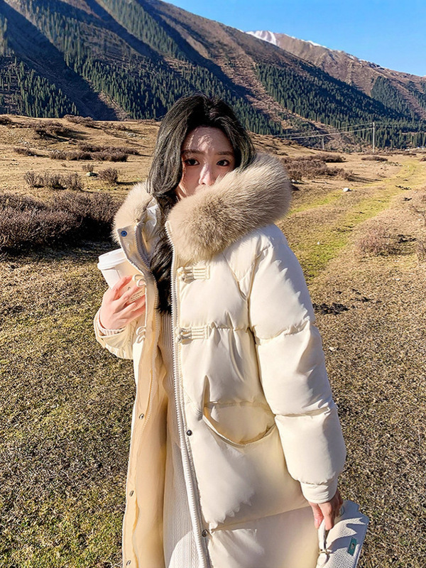 白灵儿同款羽绒棉服女中长款宽松2025冬季新款韩版加厚时尚连帽|undefined