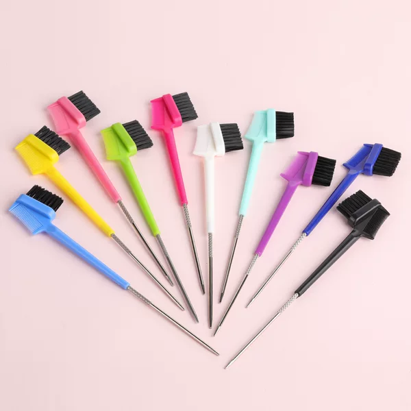 Cross-Border Steel Needle Eyebrow Brush, Hair Comb, Eyebrow Brush, Three-In-One Highlighting Dual-Use Pointed Tail Comb, Needle Cleaning Brush, Eyebrow Comb, Double-Headed
