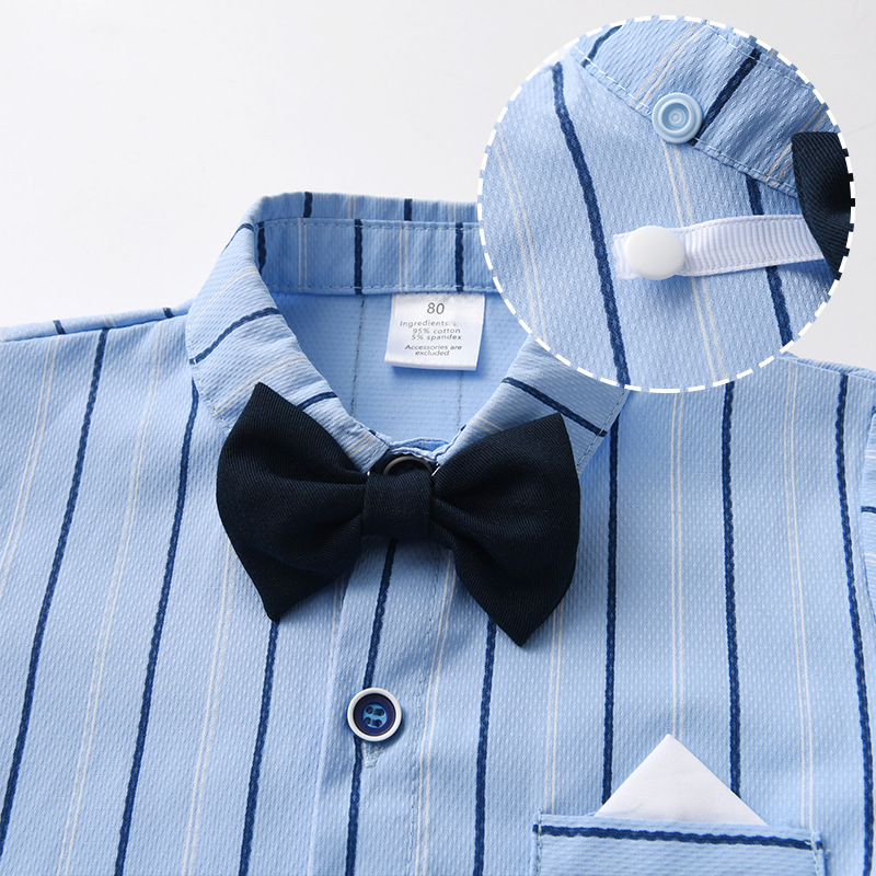 Ropa infantil transfronteriza primavera y otoño pantalones tirantes a rayas niños traje ropa de bebé niño Caballero vestido niño ropa de otoño