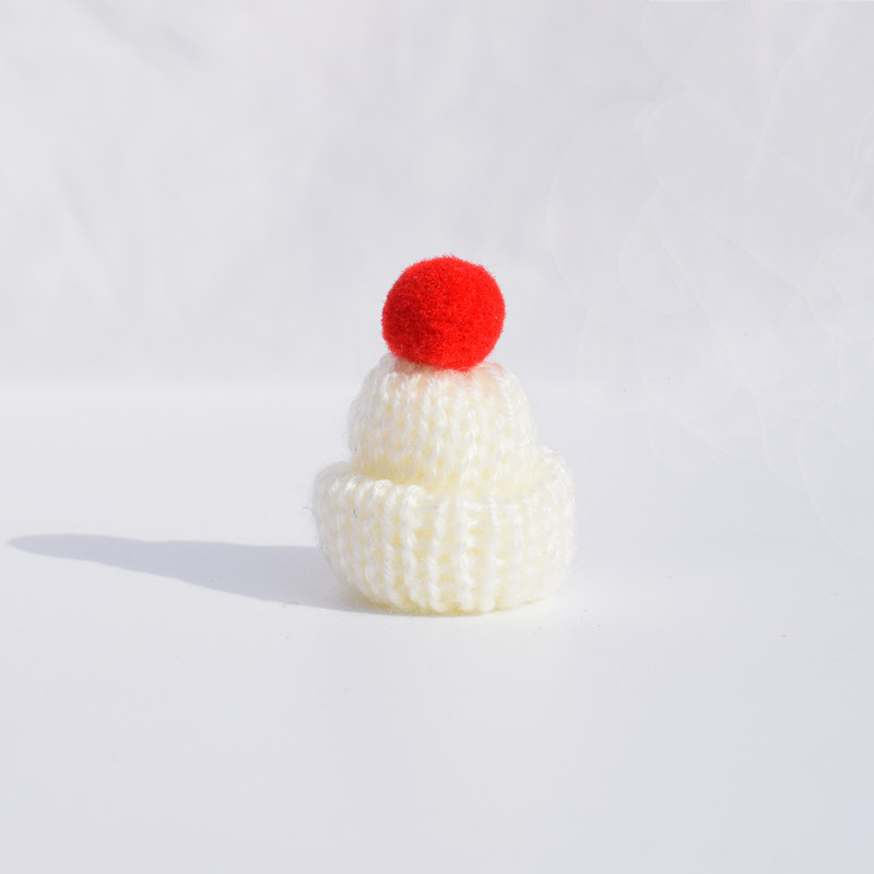 Christmas Color Mini Wool Hat Red White Green Scarf Knitted Finger Decorative Hat Christmas Decorations_voghion.com