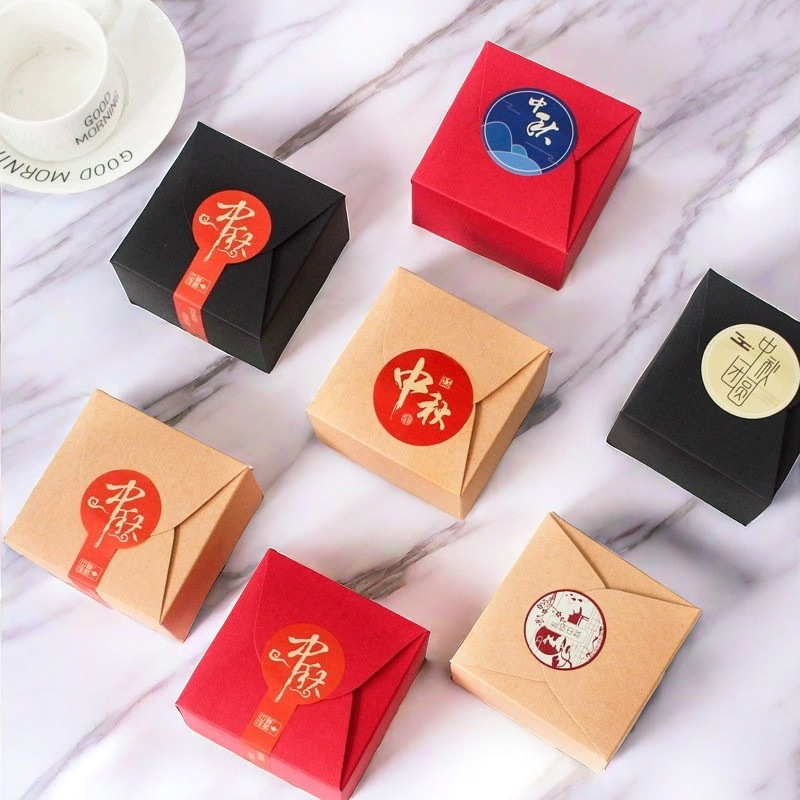 牛皮纸小方盒花边喜糖牛轧糖雪花酥花边盒红色糖果烘焙包装纸盒