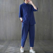 禅服女居士服系衣服轻款夏季禅意女装棉麻茶中式唐装套装两件套