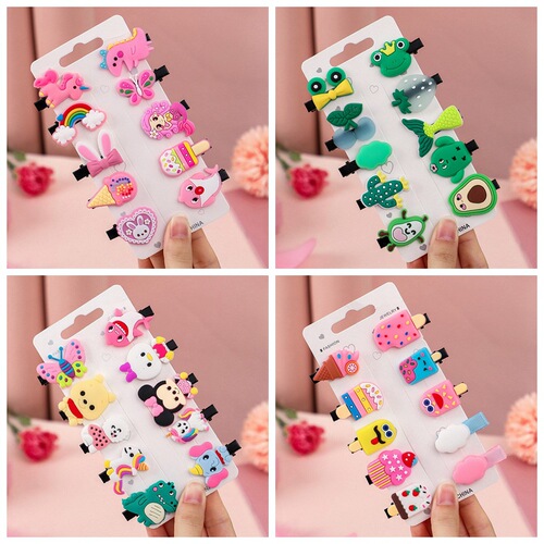Children's hair clip soft glue 10-piece set girls hair clip cute BB clip side clip cartoon hair clip factory direct sales wholesale
