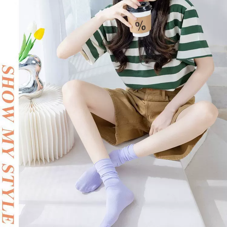 堆堆冰冰袜子女夏季长中筒丝袜超薄款透气jk韩版推推天鹅足部防护