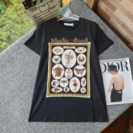 高品质MAX夏季新款重工时尚印花系列宽松百搭圆领短袖上衣男女同