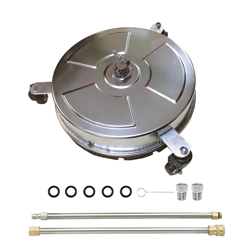 跨境清洗机高压圆盘洗地器带轮子15英寸不锈钢外壳表面清洁器