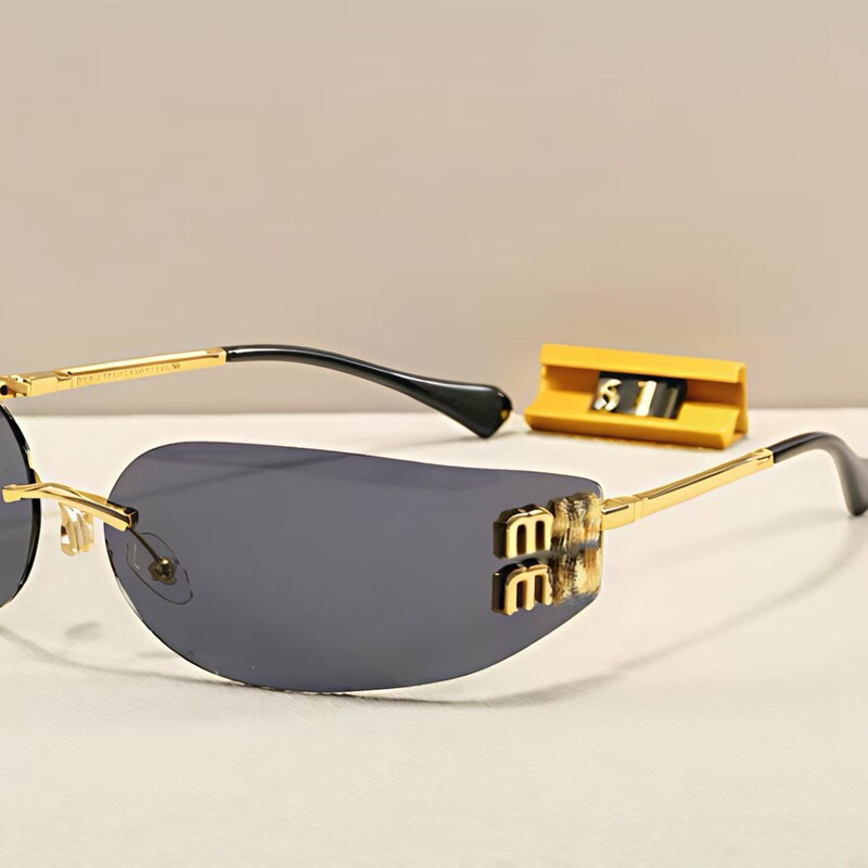 2025 New Zhang Yuanying Same Style Miaojia Smua51S Sunglasses Narrow Frame High-Value Rimless Brown Sunglasses for Women