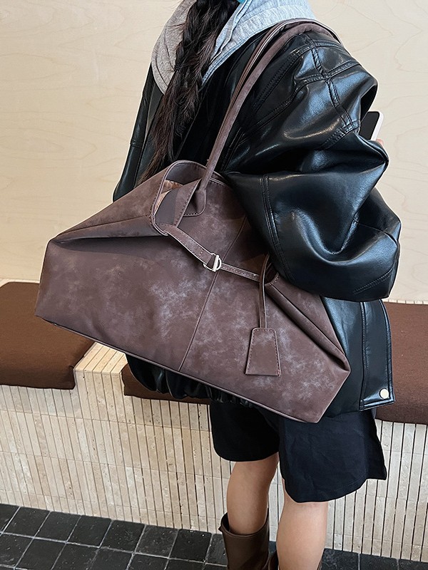 Bolsa de invierno de cuero de seda para mujeres 2025, nueva moda coreana retro bolsas de mano, bolsas de viaje de gran capacidad