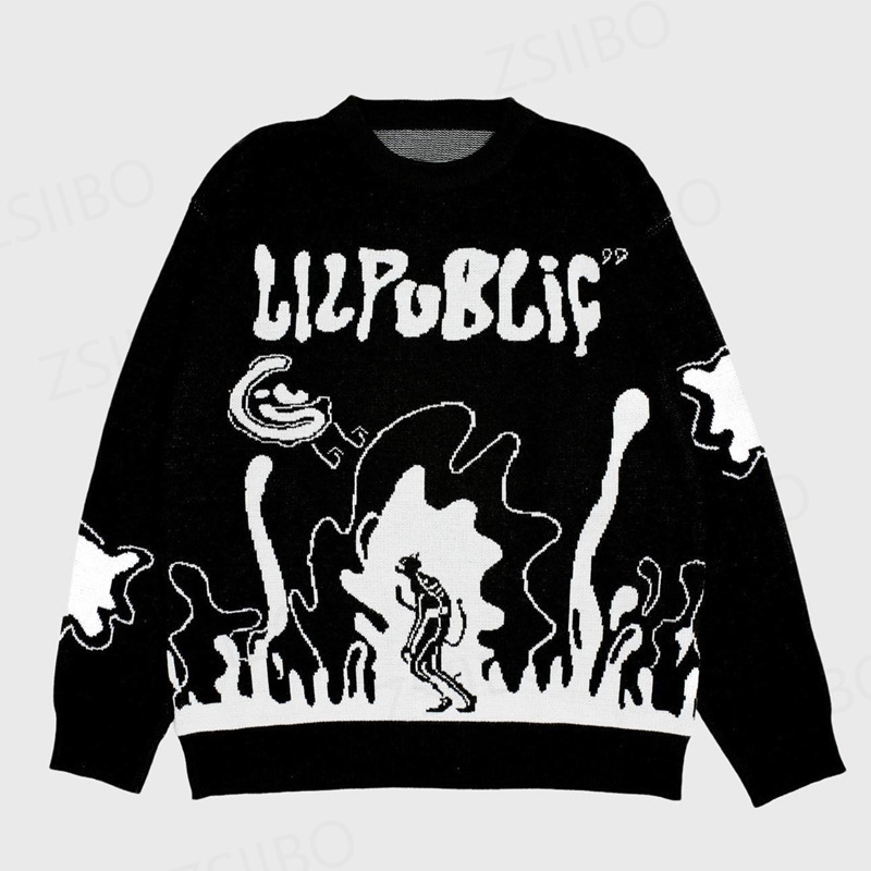 Europa y América transfronteriza 2025 otoño e invierno transfronterizo jersey moda personalidad jacquard calle holgado suéter de moda al por mayor