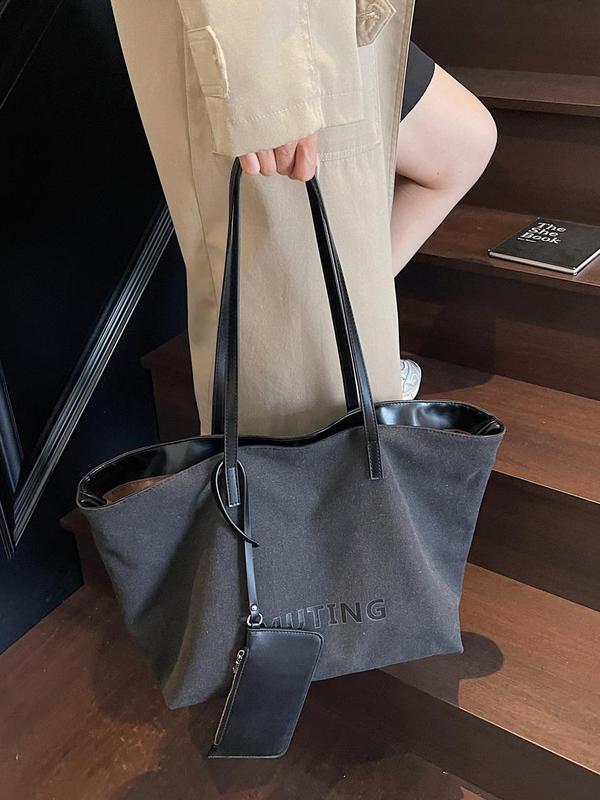 跨境超火大容量帆布托特包女2025新款百搭休闲腋下包高级感单肩包|undefined