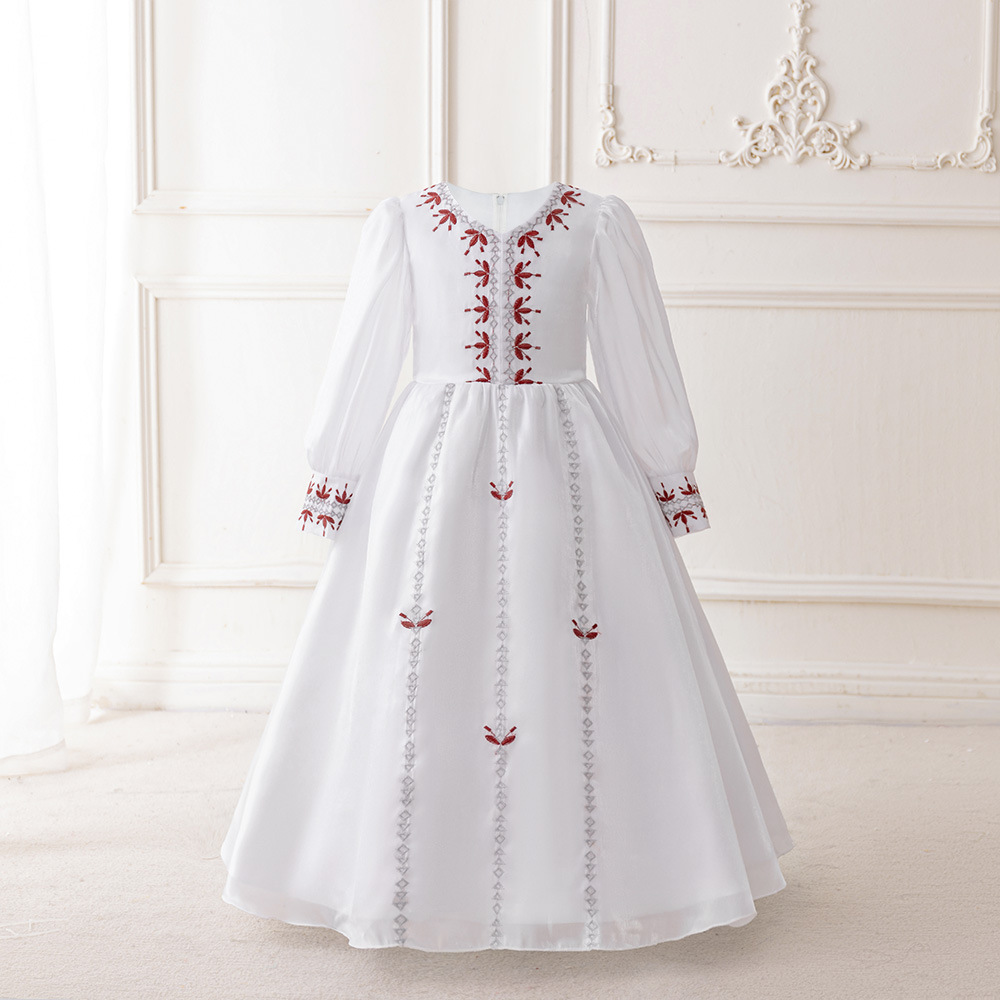Transfronterizo amazon vestido infantil vestido de princesa nuevo bordado transpirable niñas vestido de comercio exterior largo para niños