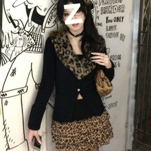 秋冬新款千禧辣妹亚文化Y2K蛋糕蓬蓬裙豹纹拼接短裙涩谷半身裙女