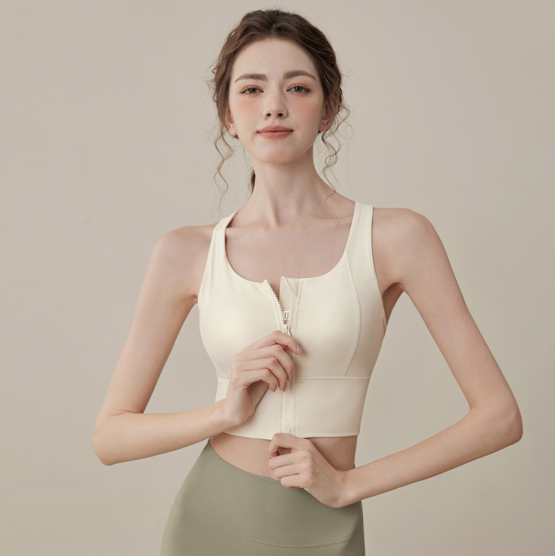 スポーツの下着の女性の緩衝ベストのプラティの上着のブラジャーのフィットネスの前のファスナーのヨガの服の2025新型のスーツ|undefined