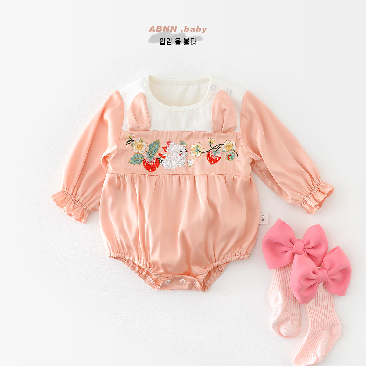 Bebé recién nacido primavera nuevo mono bebé niña de dibujos animados bordado princesa lindo mameluco bebé primavera fuera