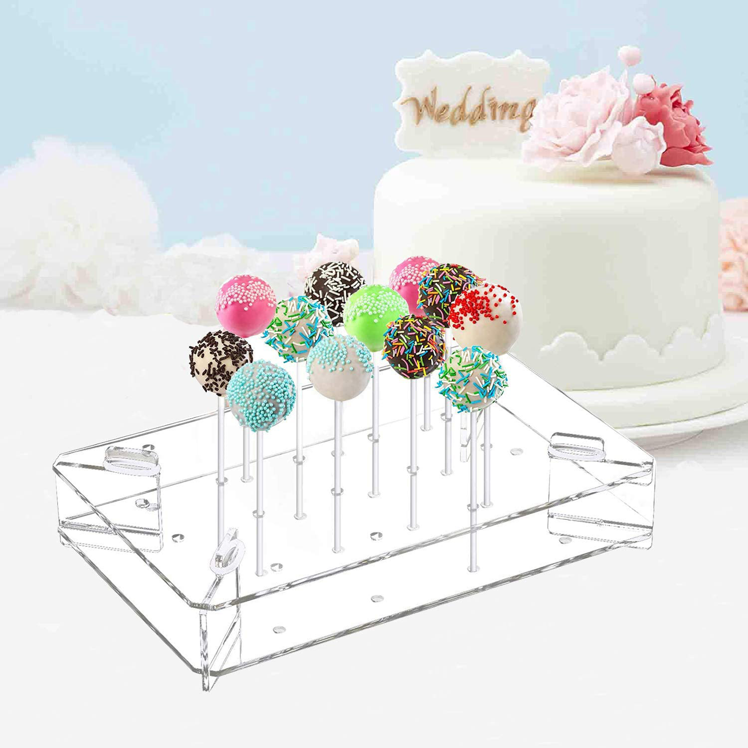 亚克力透明棒棒糖战绩婚礼甜点棒摆放支架可插孔式棒棒糖展示架