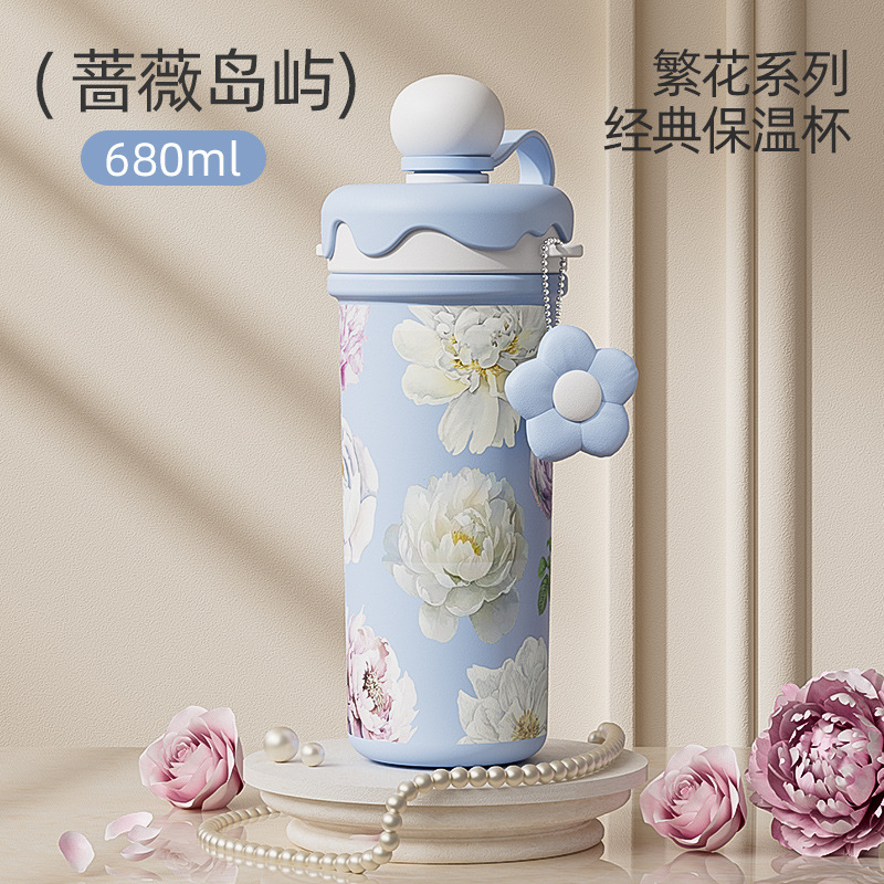 Nuevo tipo de taza de helado de alta capacidad 316 taza de agua de acero inoxidable de alto valor ligero de lujo de mano taza de paja para niños
