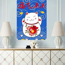 50261招财猫创意招财猫日式和风高清装饰画挂画挂旗画芯海报图片