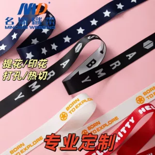 专业定制织带辅料定制箱包肩带斜纹logo字母提花彩色仿尼龙织带