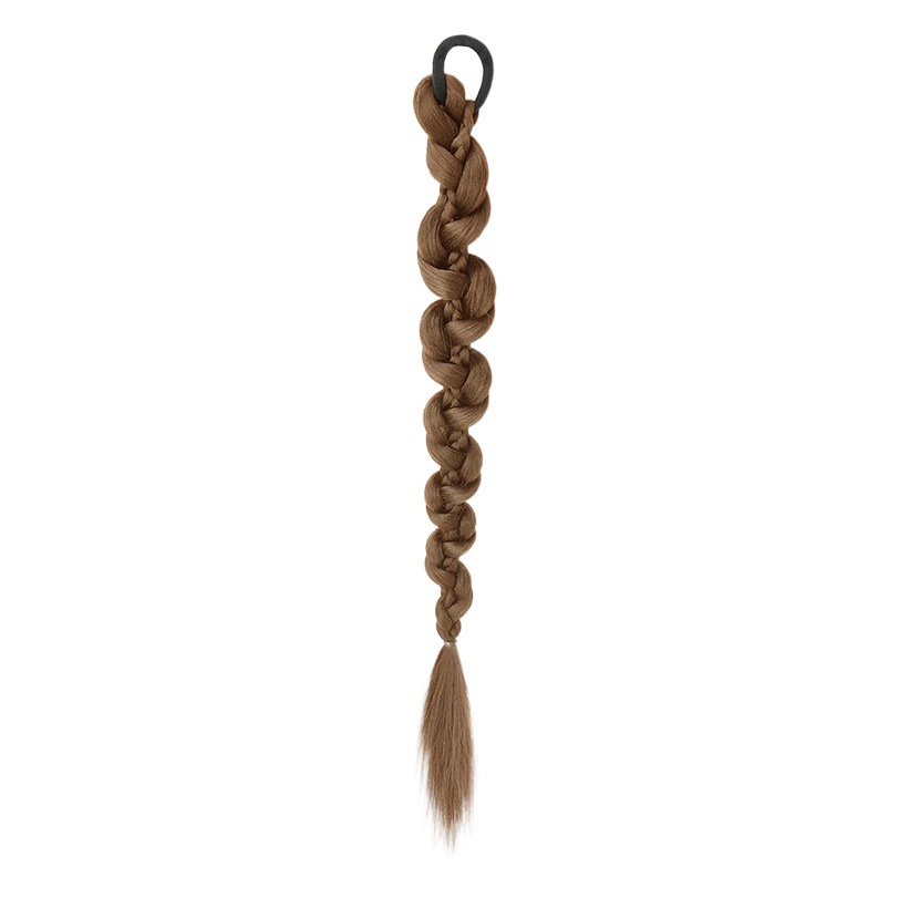 Peluca trenza Cola de Caballo mujer natural pelo artificial trenza de boxeo peluca Twist trenza larga Red Hot Girl doble cola de caballo peluca