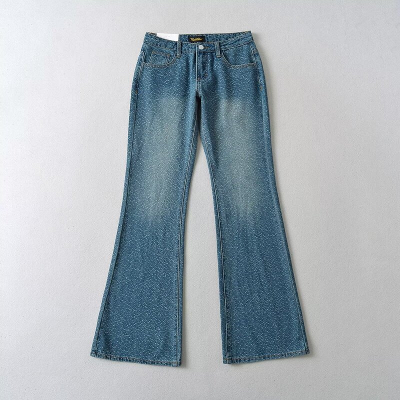 FMY American Style Low Waist Design Sense Jacquard Micro-jeans Women's Slim-fit Hip Slimming Curve Goddess Trousers