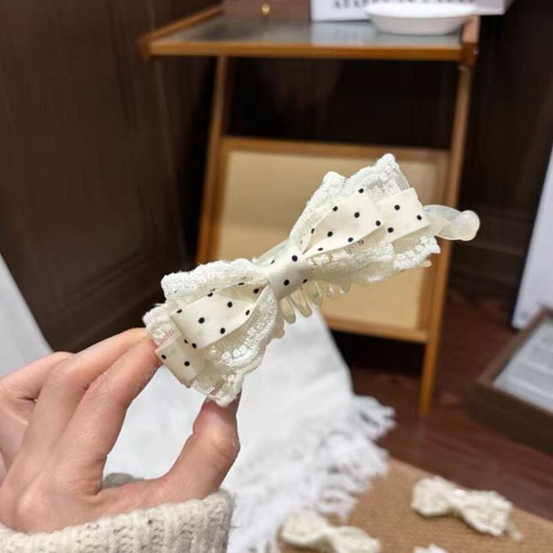 2026 New Style Ins-Style Polka Dot Bow Banana Clip Korean Large Hairpin Twist Clip Vertical Hair Accessory 2026 New Style Ins-Style Polka Dot Bow Banana Clip Korean Large Hairpin Twist Clip Vertical Hair Accessory