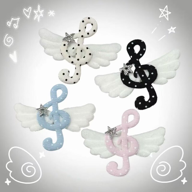 Subculture Musical Notes Star Angel Wings Hairpin Japanese Vintage Style Y2K Sweet Cool Spicy Girl Hair Clip