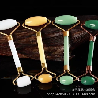 东陵玉美容器白玉脸部按摩双头玉石滚轮玛瑙玉髓美容滚美容仪批发