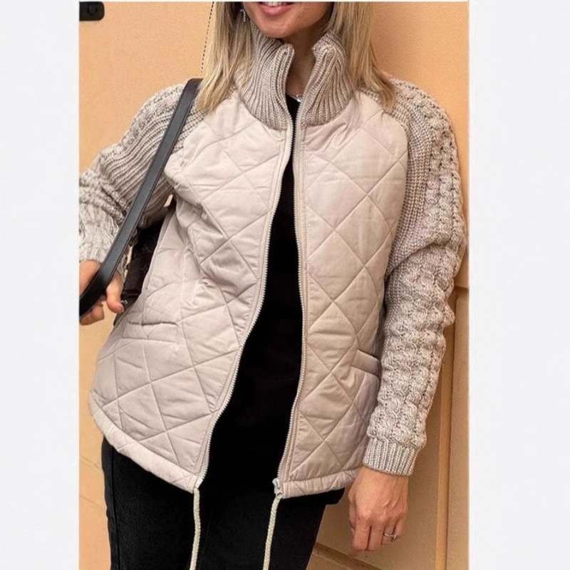 Transfronterizo 2025 otoño y invierno nueva moda europea y americana cardigan con cremallera de manga larga de cuello vertical chaqueta de algodón de mujer ropa de algodón de mujer image 10