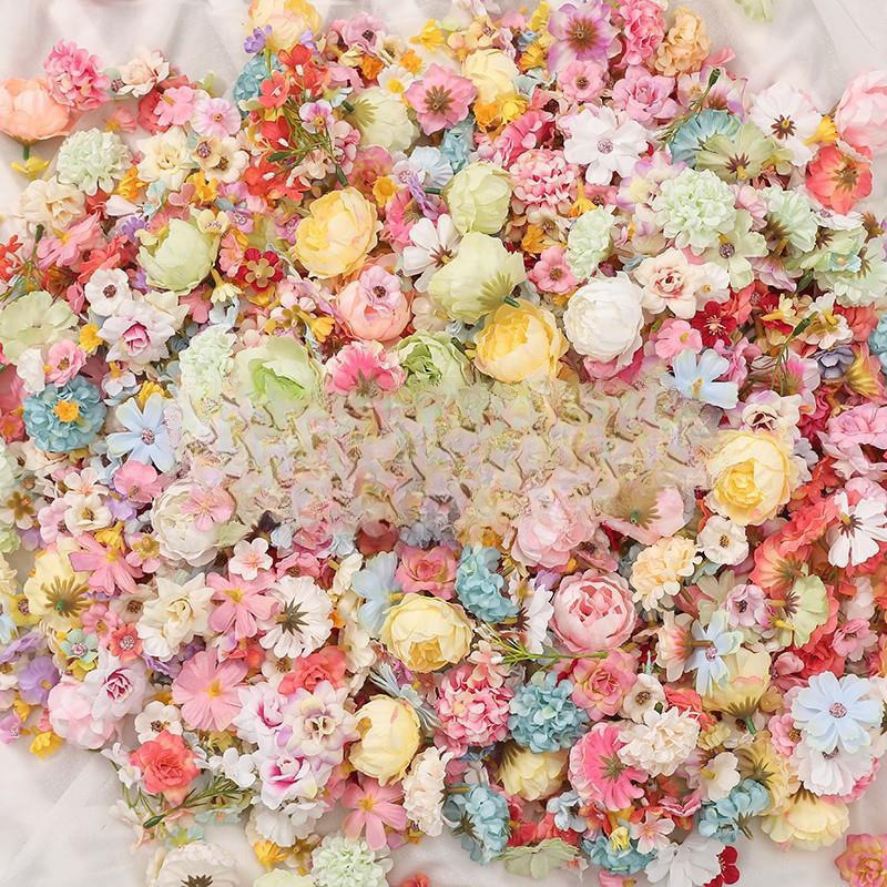 Simulación de flores pequeñas paquetes de materiales mezclados flor de seda guirlanda material hecho a mano guirlanda