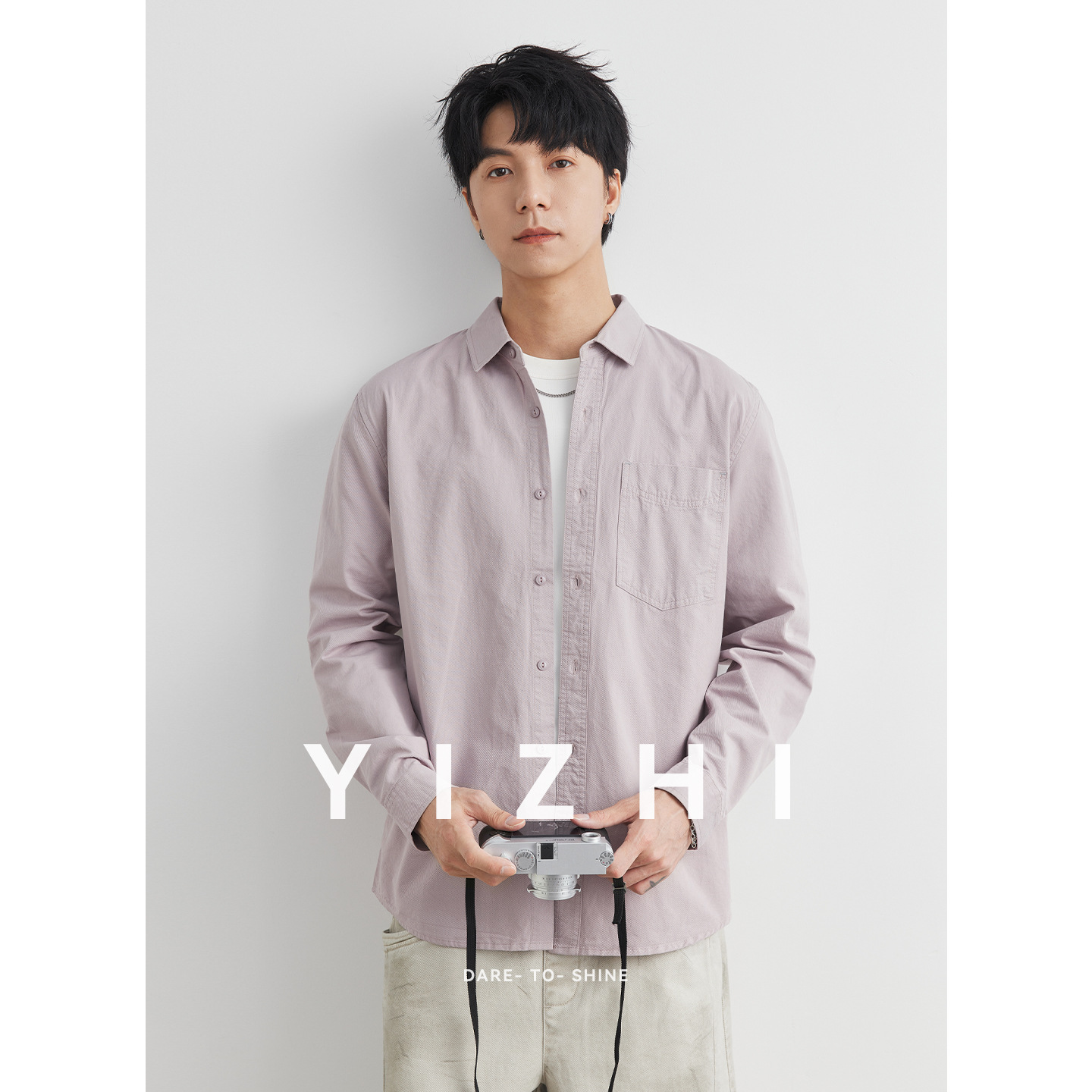 亦止男装纯棉工装长袖衬衫男款春秋季2025新款宽松日系衬衣上衣潮