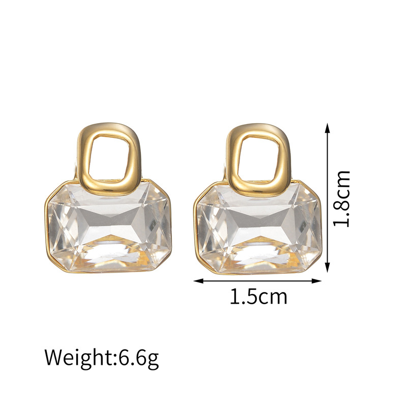14g Weight PVD Coated Gold Plating Process PVD Coated Real Gold Plated Square 304 Stainless Steel Vacation Simple Style Waterproof Non Tarnish Earrings Necklace