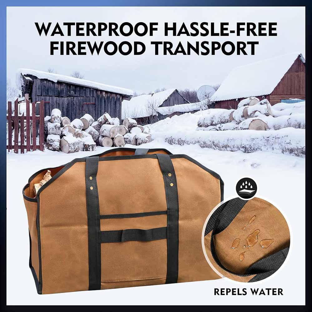 定 制便携式木柴收纳袋帆布手提袋野营用品户外柴火包外贸