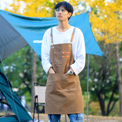 Denim thick canvas apron milk tea coffee cake shop baking hair salon manicure Chinese restaurant men's and women's work clothes printing