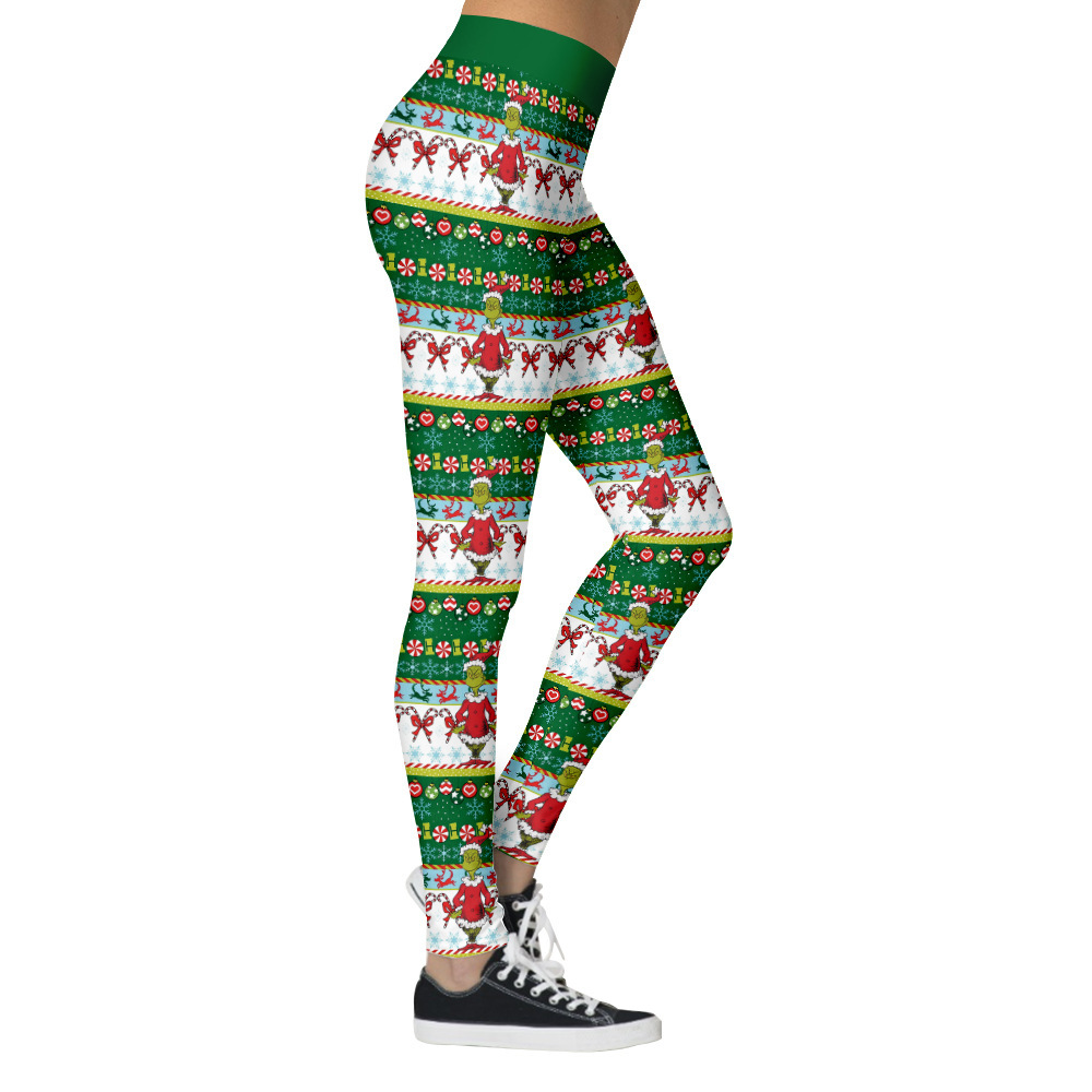 Women's Christmas Retro Cartoon Full Length Printing Leggings display picture 9