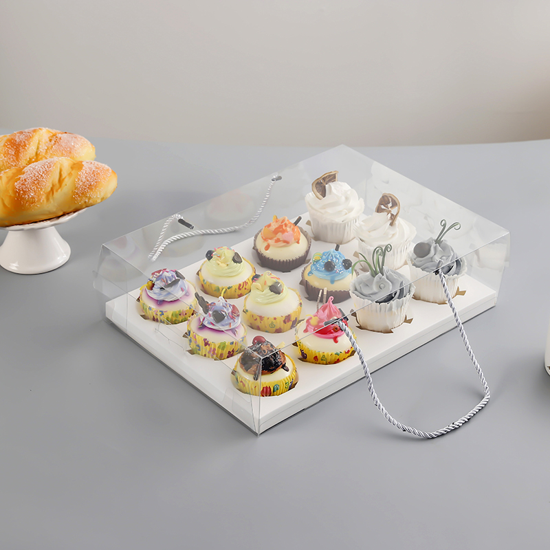 Caja de pastel de taza transparente 2 4 6 12 tazas cajas de embalaje de tazas de muffins Ins caja de embalaje transparente