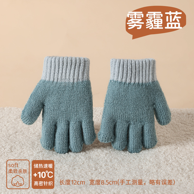 幼儿园女宝宝手套男孩冬季儿童防寒保暖可爱五指针织毛线手套批发|undefined