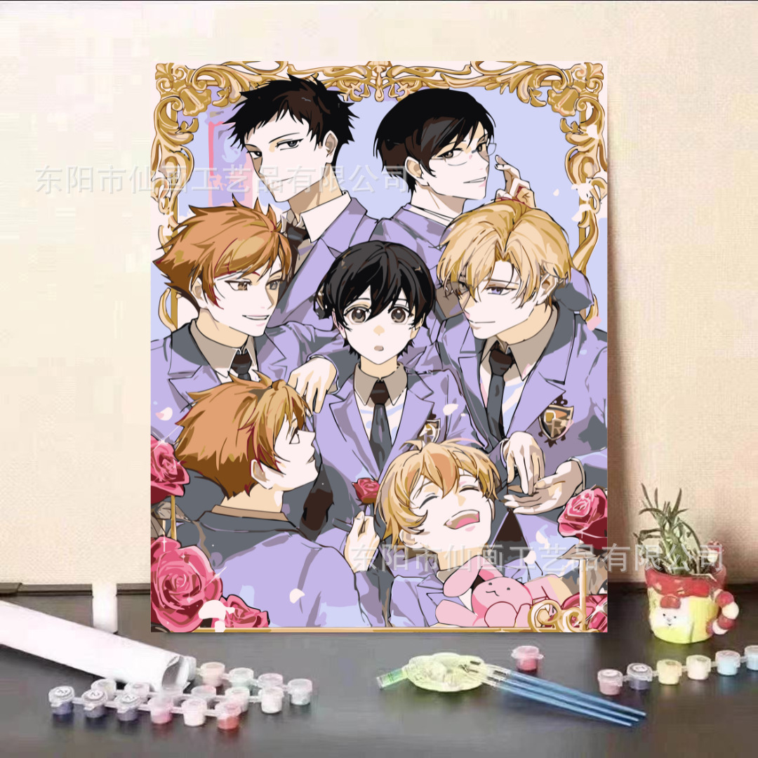 Fábrica de pintura al óleo digital de bricolaje al por mayor personajes de dibujos animados lindos de gran tamaño 4050 decoraciones pintadas a mano para dibujar