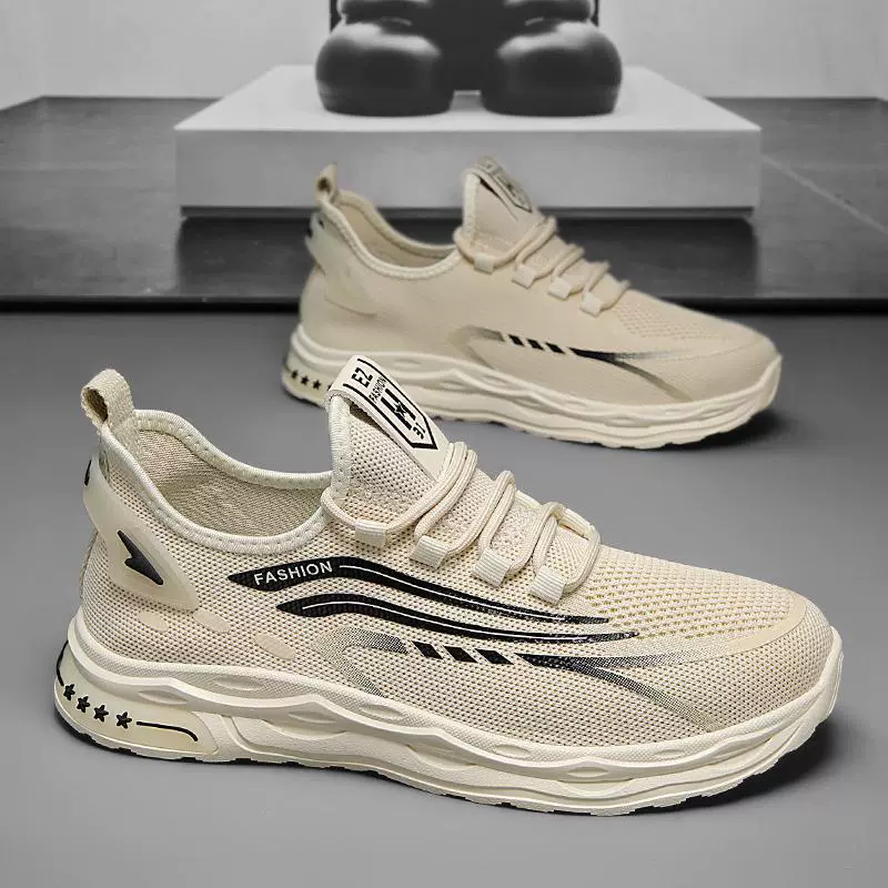 Беговая сетка модная кокосовая мужская обувь летающая летающая дышащая спортивная повседневная обувь мужская нескользящая легкая дорожная обувь