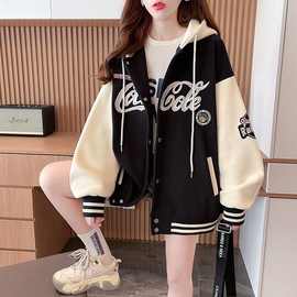 女童落肩连帽外套春秋新款儿童洋气运动开衫卫衣大童装宽松上衣