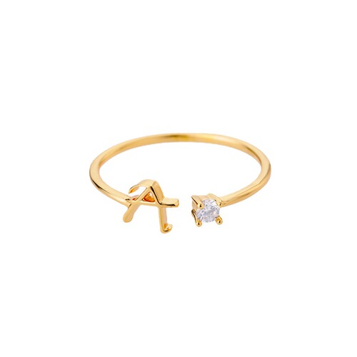 AliExpress alphabet ring 26 letters AZ gold 18k gold plated unisex ring creative finger ring wholesale jewelry