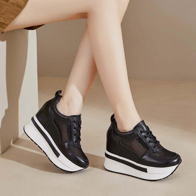 Summer leather white shoes for students, cowhide