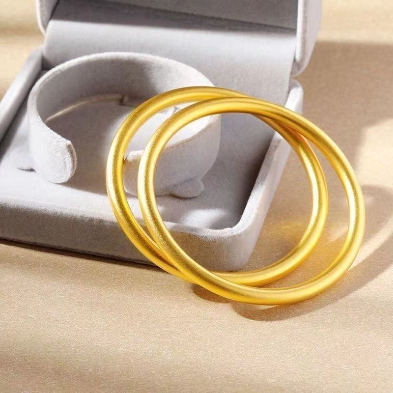 [No fading] Vietnam sand gold bracelet frosted matte texture closed-mouth bracelet yellow gold for mom and girlfriend