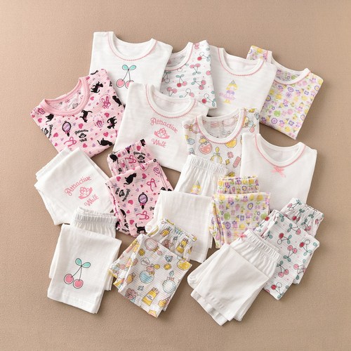 Distribution and dropshipping of bamboo cotton thin children's autumn clothes and long trousers home clothes boys and girls suits for middle and older children cross-border buyers