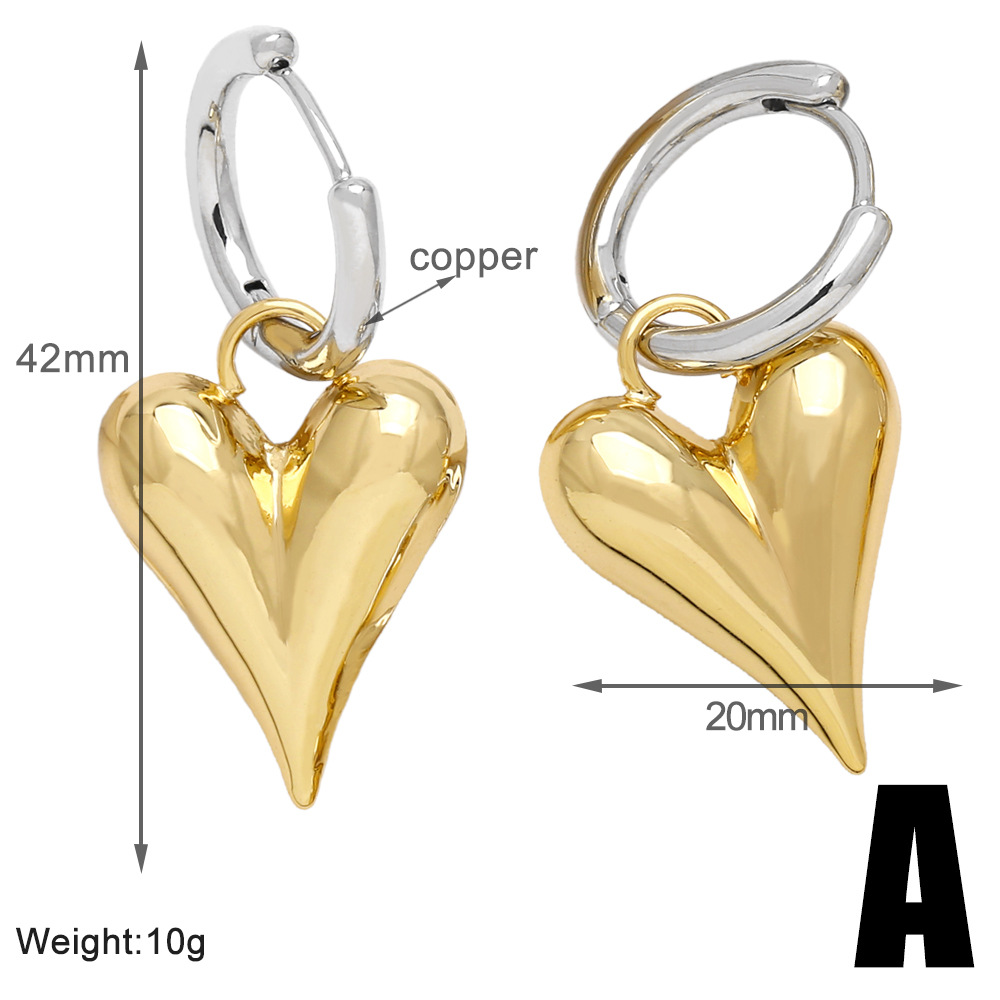 18K Gold Plated Plating Material 1 Pair Casual Simple Style Star Heart Shape Hollow Out Copper 18K Gold Plated Drop Earrings