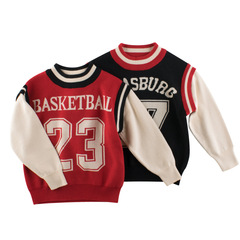 27kids brand children's clothing children's sweaters wholesale 2024 autumn and winter clothing boys' sweaters fake two pieces one piece consignment sale